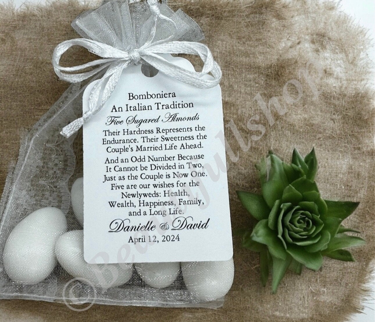 Jordan Almond Favor TAGS, Wedding favor tags, Thank You tags, koufeta tags, Gift tags, Gold Favor Tags, Italian tradition, Bomboniera t - image8