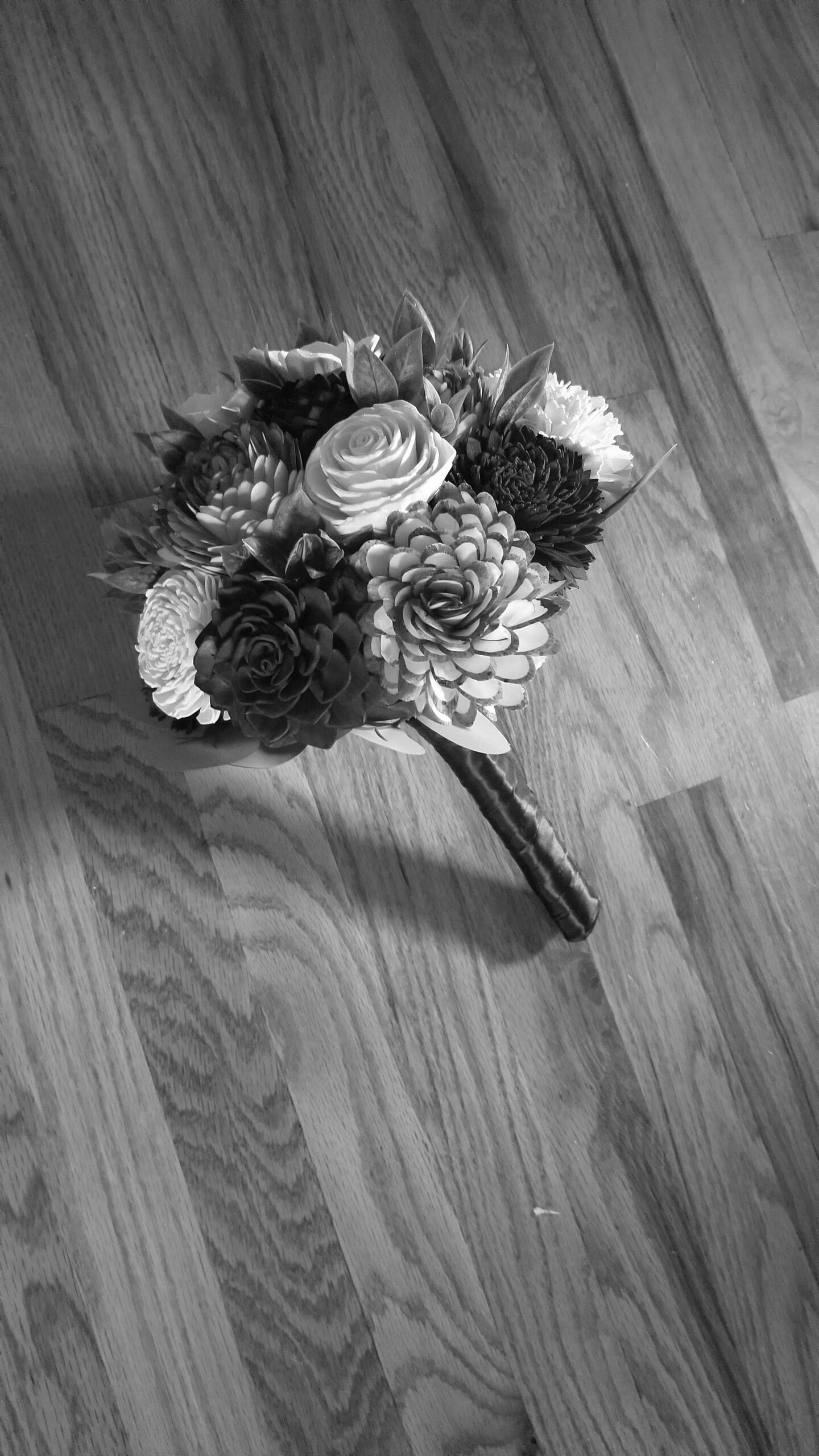 Almond and Navy Blue Sola Wood Flower Bouquet for Bride and Bridal