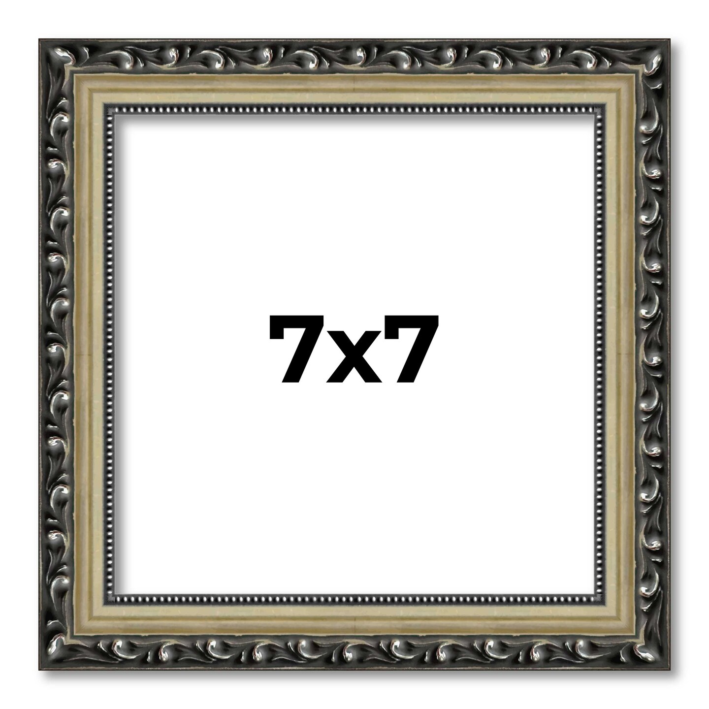 7x7 Solid Wood Antique Picture Frame with UV-Resistant Acrylic & Acid-Free Backing, Available in 4 Finishes: Bronze, Gold, Silver, and Gold with Black