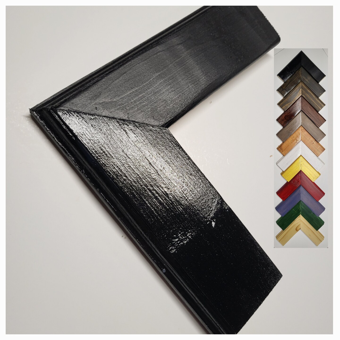 Broad Decorative Bevel Picture Frame, Made-to-Order, Handmade, Solid Wood, Rustic, Custom Sizes product 2