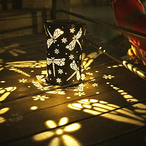 1 Pack Solar Lantern Outdoor Garden Decor Hanging Solar Lantern Lights,Metal Dragonfly Decor Outdoor Lantern,Waterproof Led Garden Lantern for Patio, Yard, Table, Pathway(Dragonfly)