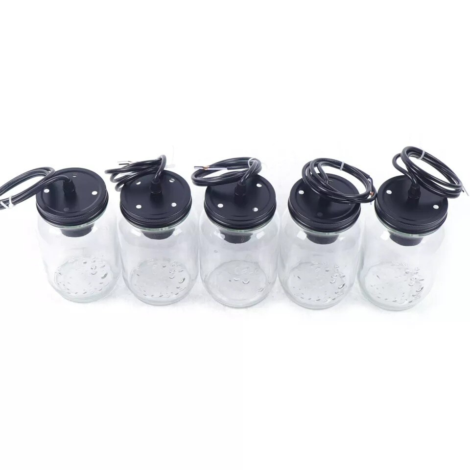 5Lights Glass Mason Jar Island Pendant Light Ceiling Light Fixture Kitchen Decor