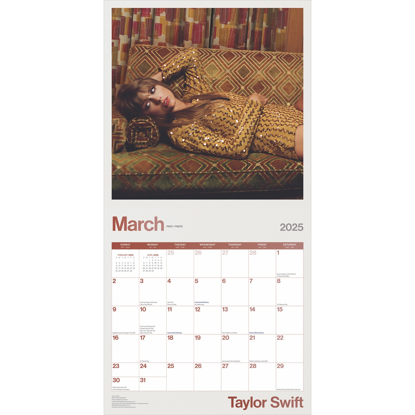 Taylor Swift OFFICIAL | 2025 12 x 24 Inch Monthly Square Wall Calendar | BrownTrout | Music Pop Singer Songwriter Celebrity