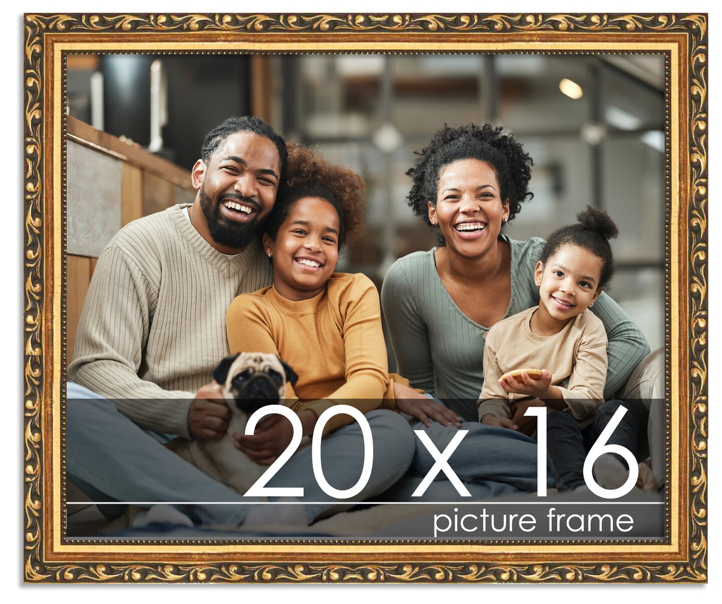 20x16 Solid Wood Antique Picture Frame with UV-Resistant Acrylic &#x26; Acid-Free Backing, Available in 4 Finishes: Bronze, Gold, Silver, and Gold with Black