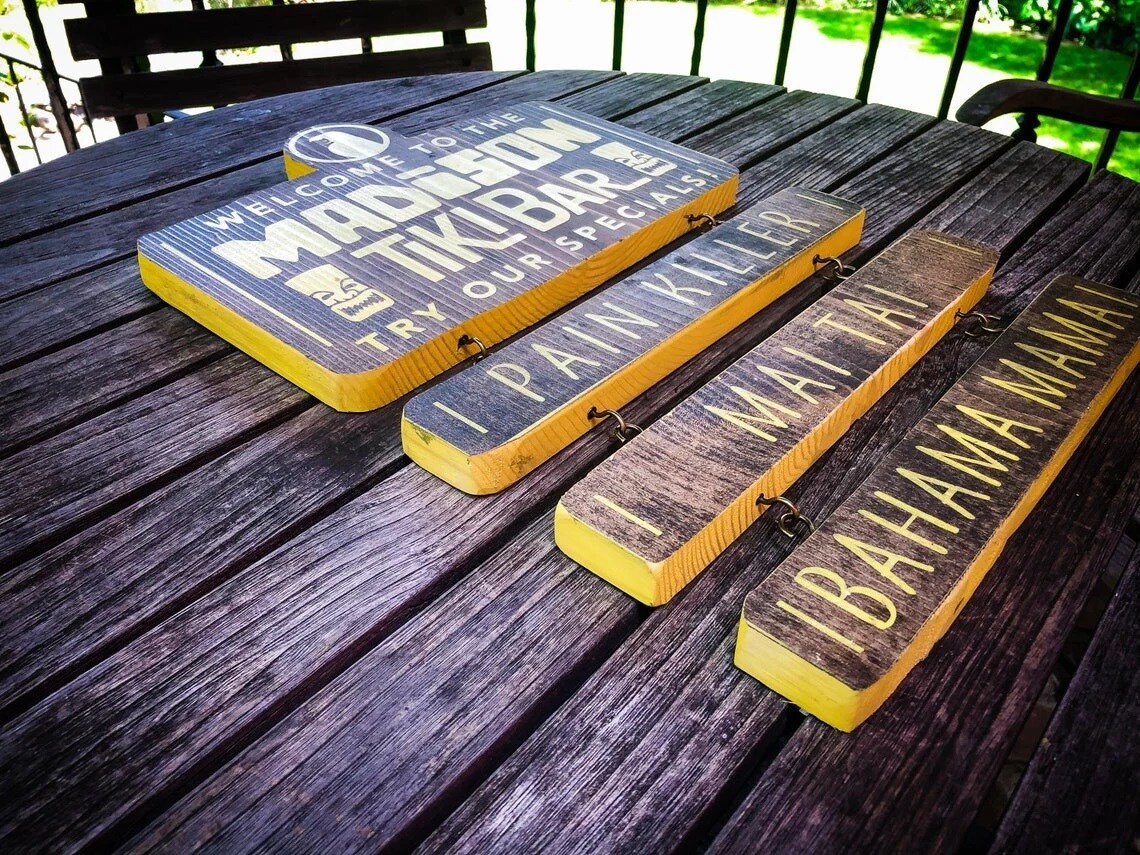 Custom Tiki Bar Menu, Solid Wood and Paint product 4