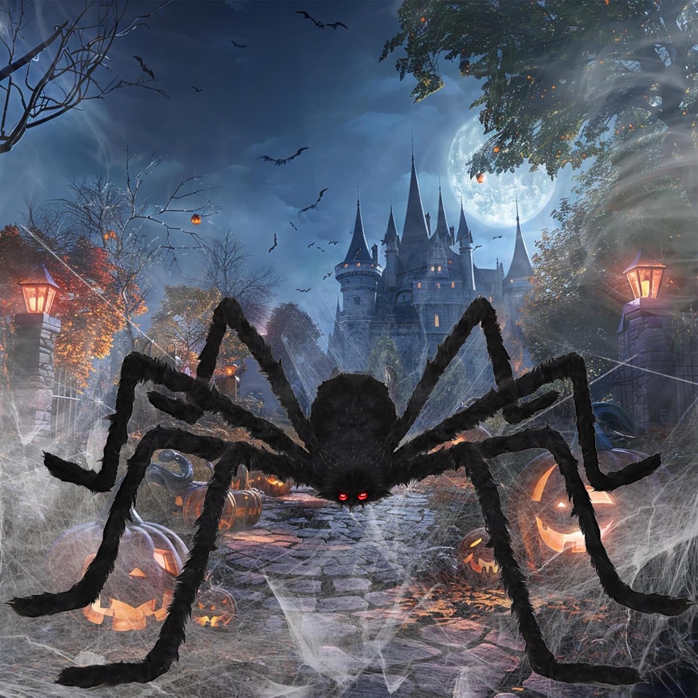 Halloween Giant Spider Decorations Outdoor: 3 PCS Halloween Spider Decorations outside - 50&#x27;&#x27; Large Spiders Realistic Hairy Halloween Decor - Scary Big Spiders Halloween Decorations for Indoor Yard