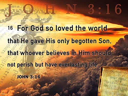 John 3:16 Poster Bible Scripture Quote Inspirational Art Print, 24&#x22;x18&#x22;, Unframed