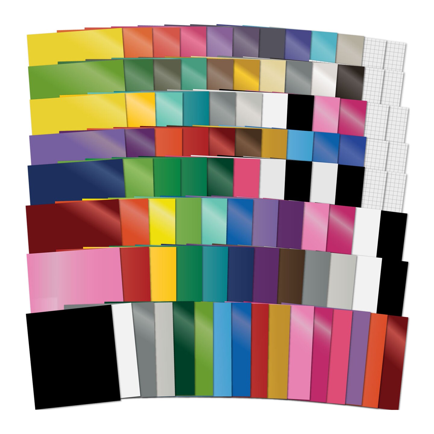 100 Vinyl Sheets and Transfer Tape Variety Pack Bundle - 9x12 inch Sheets