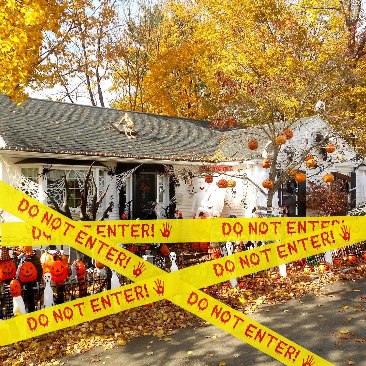 Halloween Decorations Caution Tape,Do Not Enter Yellow Scary Caution Tape Roll 4.8CM*25M Hazard Warning Tape Indoor Barricade Safety Outdoor Spooky DIY Decorative Accessory For Party,Door,Danger Areas