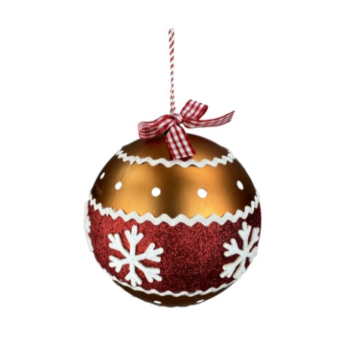 6" Shatterproof Gingerbread-Themed Ornament with Snowflakes | Christmas Tree Decor - 85971RDWT