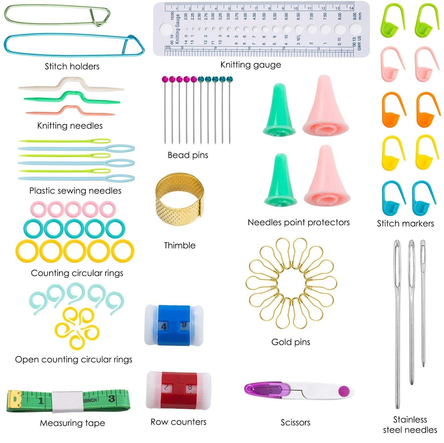 102 Pieces,Crochet Hooks Kit with Storage Case,Ergonomic Knitting Needles Blunt Needles Stitch Marker DIY Hand Knitting Craft Art Tools for Beginners