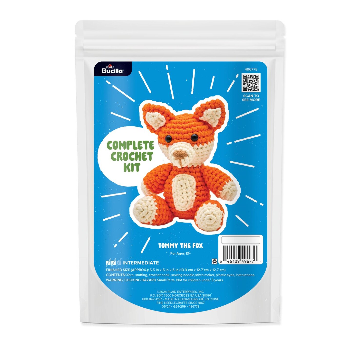 Bucilla Amigurumi Crochet Kit Tommy the Fox - 49677E