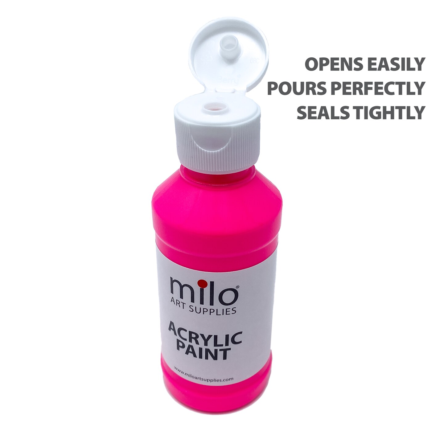 milo Fluorescent Acrylic Paint Set of 6 Colors | 8 oz Bottles | Student Neon Colors Acrylics Painting Pack | Glows UV in Black Light | Non-Toxic Art & Craft Paints for Artists, Kids, & Hobby Painters | Made in USA
