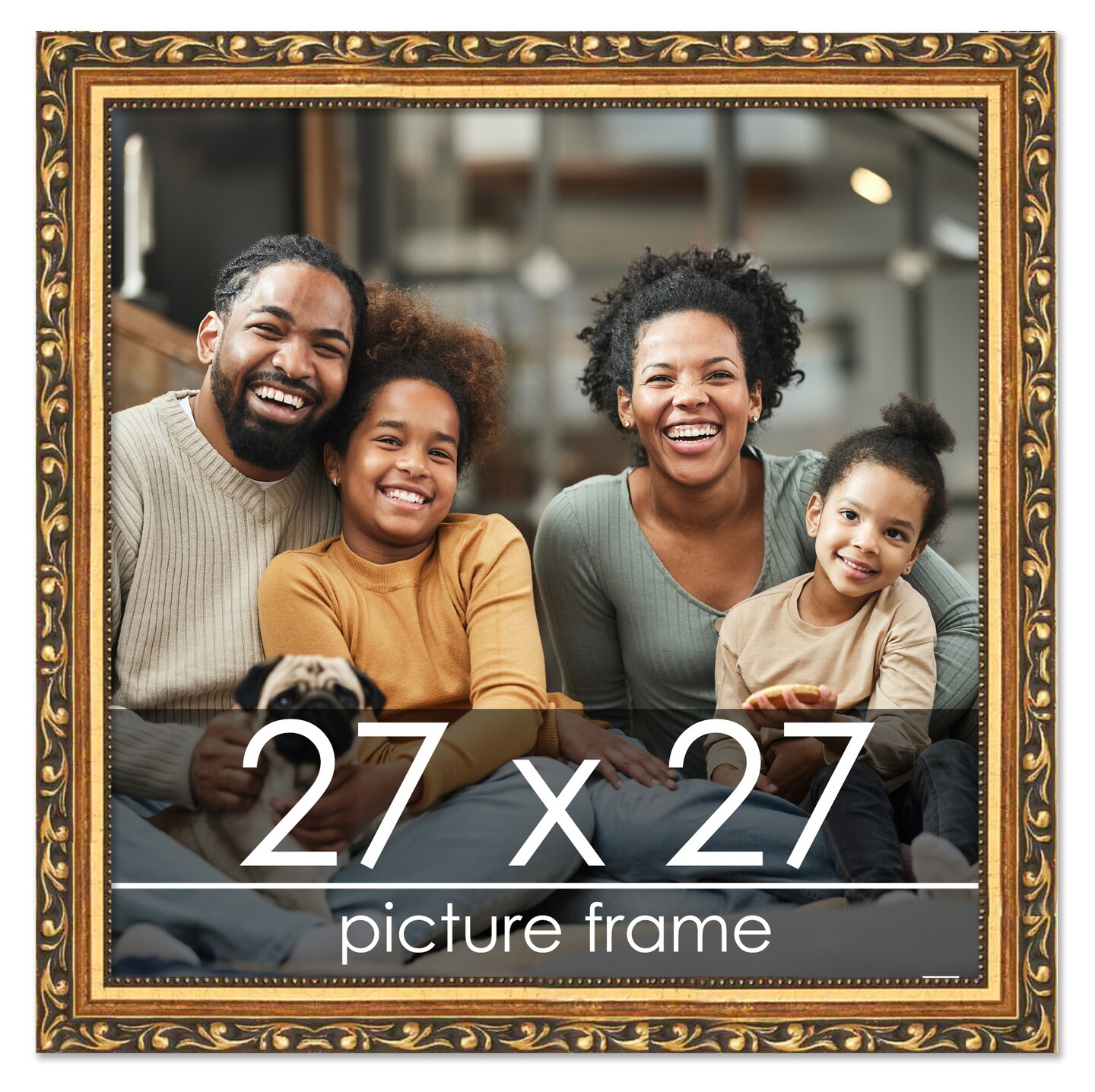 27x27 Museum-Quality Picture Frame with UV-Resistant Acrylic & Acid-Free Backing, Available in 4 Finishes - Gold, Silver, Bronze, and Black