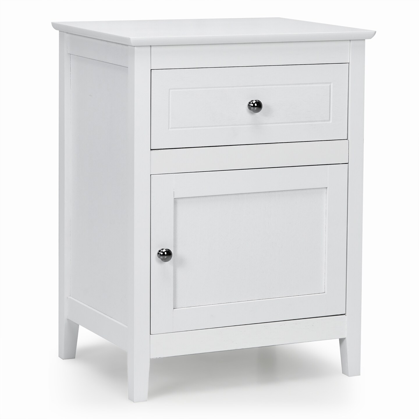 Costway Nightstand with Drawer Accent Side End Table Storage Cabinet White\Natural\Espresso