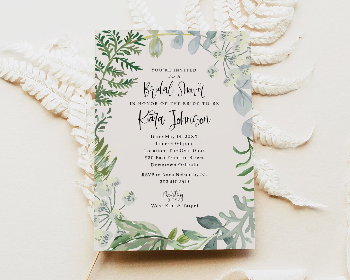 Garden Forest 5x7 Bridal Shower Invitations with Envelopes | MakerPlace by  Michaels, image size:1080x864