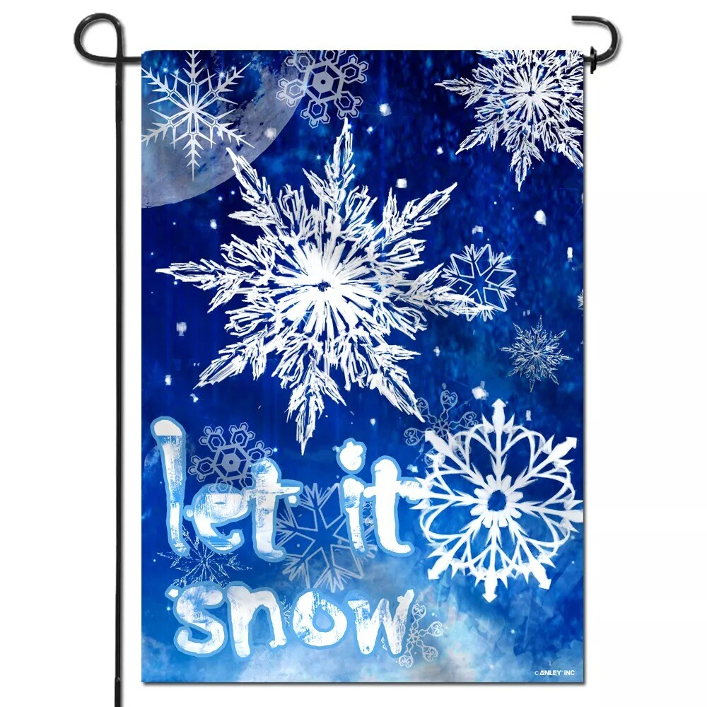 Anley Double Sided Premium Winter Snowflake Garden Flag, Let It Snow Garden Flag