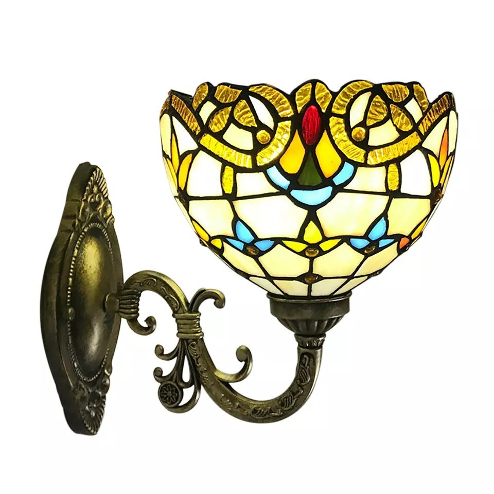 Tiffany Stained Glass Wall Sconce Baroque Lamp Indoor Wall Light Fixture Decor