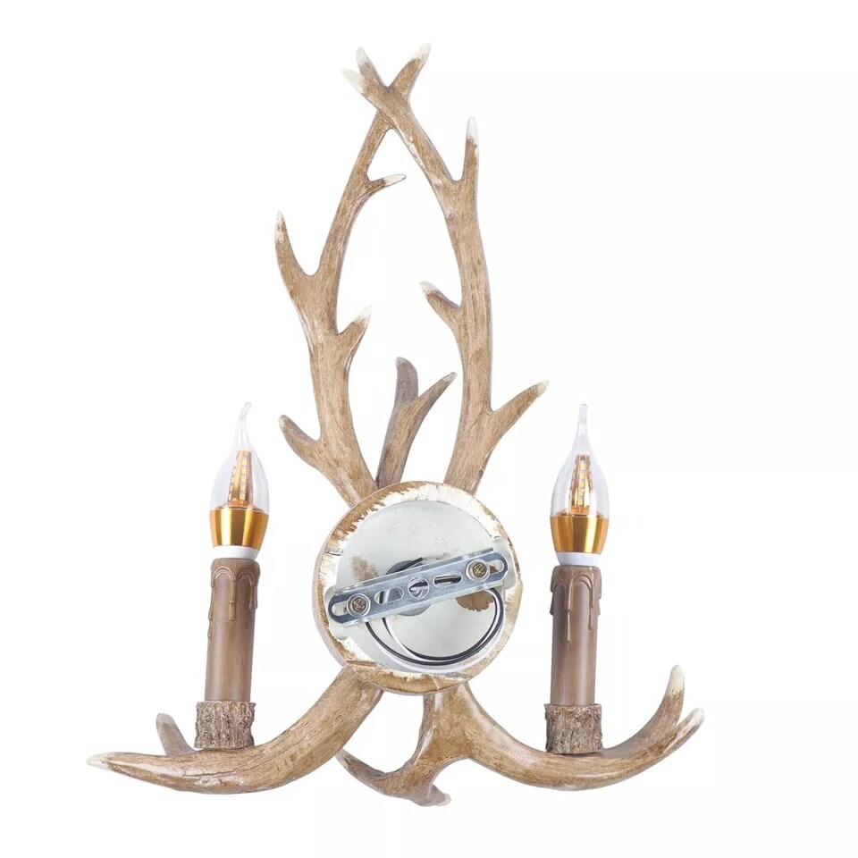 Vintage Art Deer Horn Antler Wall Lamp LED Dining Room Resin Wall Sconce Decor
