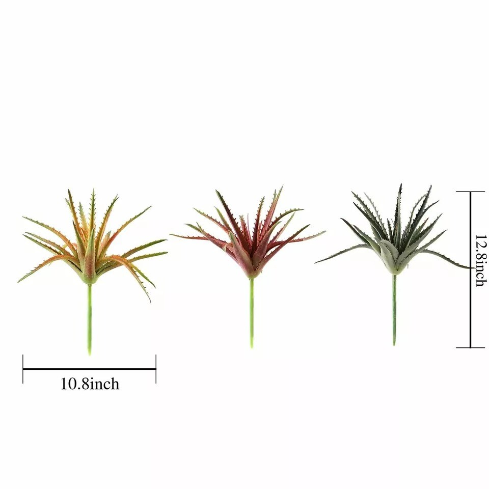 Orange Burgundy Green 12" Aloe Faux Succulent Sprays Stems Wedding Centerpieces