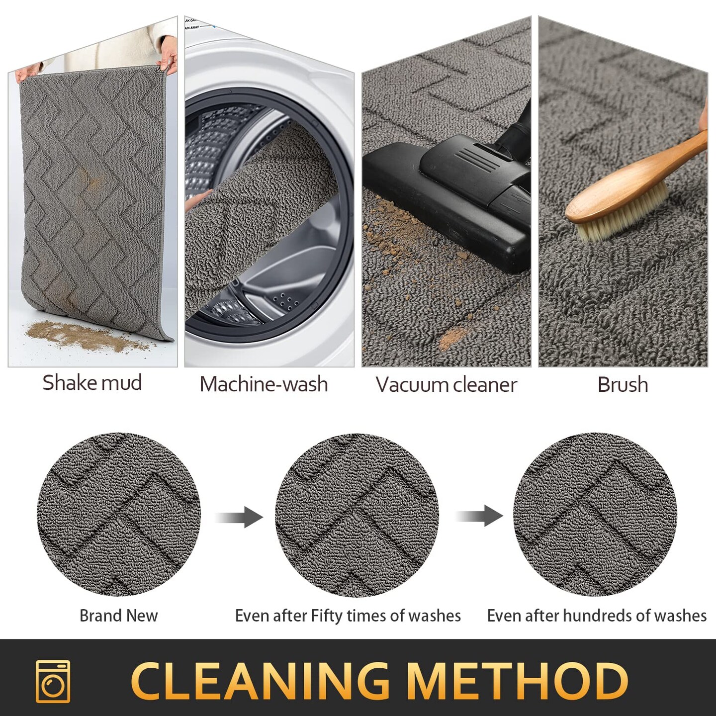 1 Pack Indoor Doormat,Front Back Rubber Backing Non Slip Door Mats 20"x31.5" Absorbent Resist Dirt Entrance Inside Floor Mats for Entryway Washable Low-Profile (Grey)