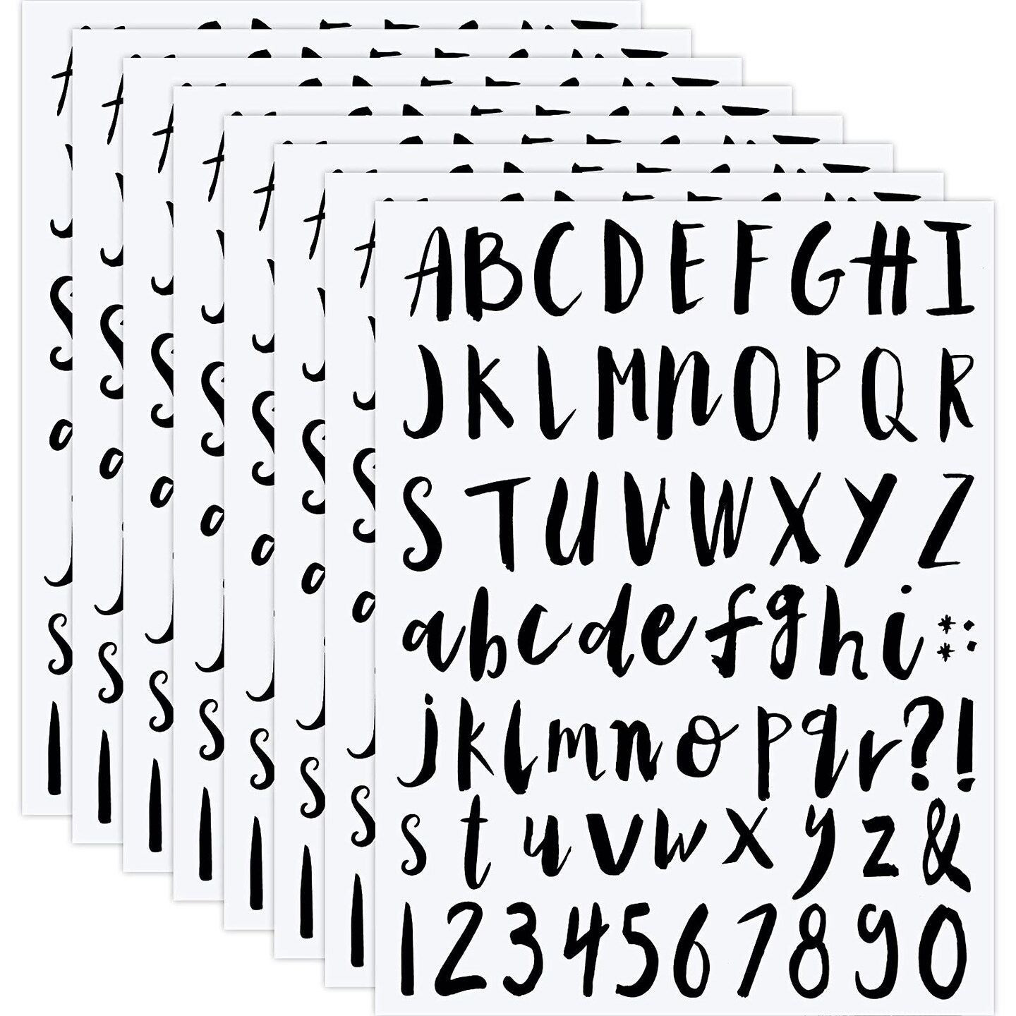 8 Sheets Self Adhesive Vinyl Letters Numbers, Alphabet Stickers Numeric Stickers Script Pantry Labels Die Cut Numbers Kit for Signs, Window, Door, Containers, Jar Labels, 1 Inch, Black