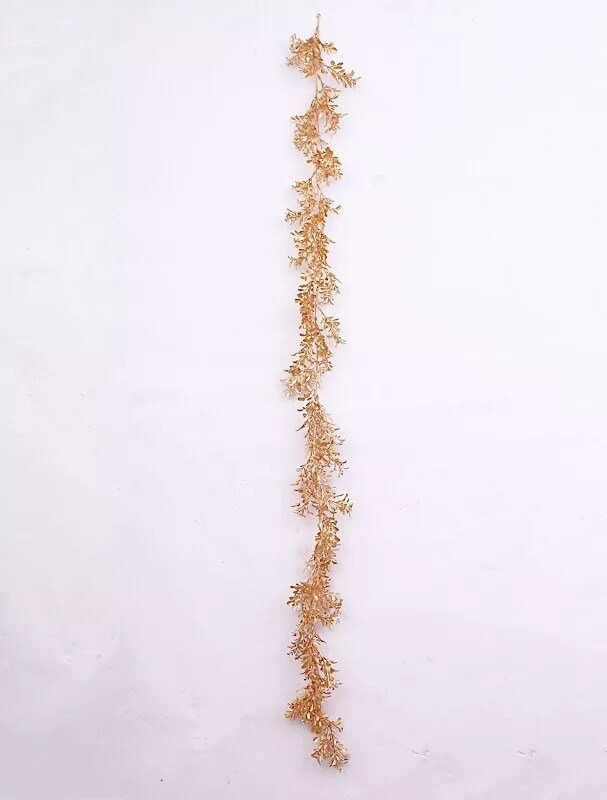 Gold 6 feet Artificial Boxwood Foliage Metallic Leaves GARLAND Party Decorations