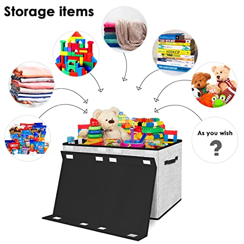 Large Toy Box Storage Chest for Girls Kids,Collapsible Toy Bin Organizer Basket with Lids for Blanket,Toys,Toddler,Nursery,Playroom (White)
