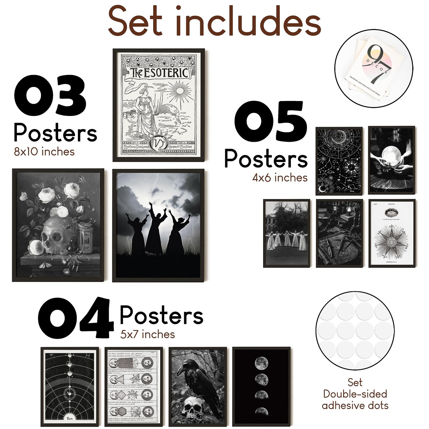 97 Decor Dark Gothic Home Decor - Witchy Decor Aesthetic Halloween Wall Decor, Vintage Goth Room Decor, Creepy Goth Posters Halloween Art Prints, Spooky Pictures Witch Decor for Bedroom (unframed)