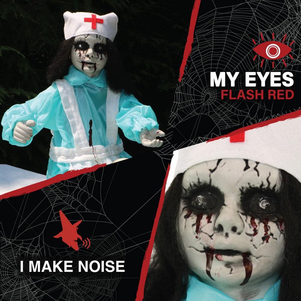 21.5 Inch Poseable Animatronic Nurse Halloween Prop