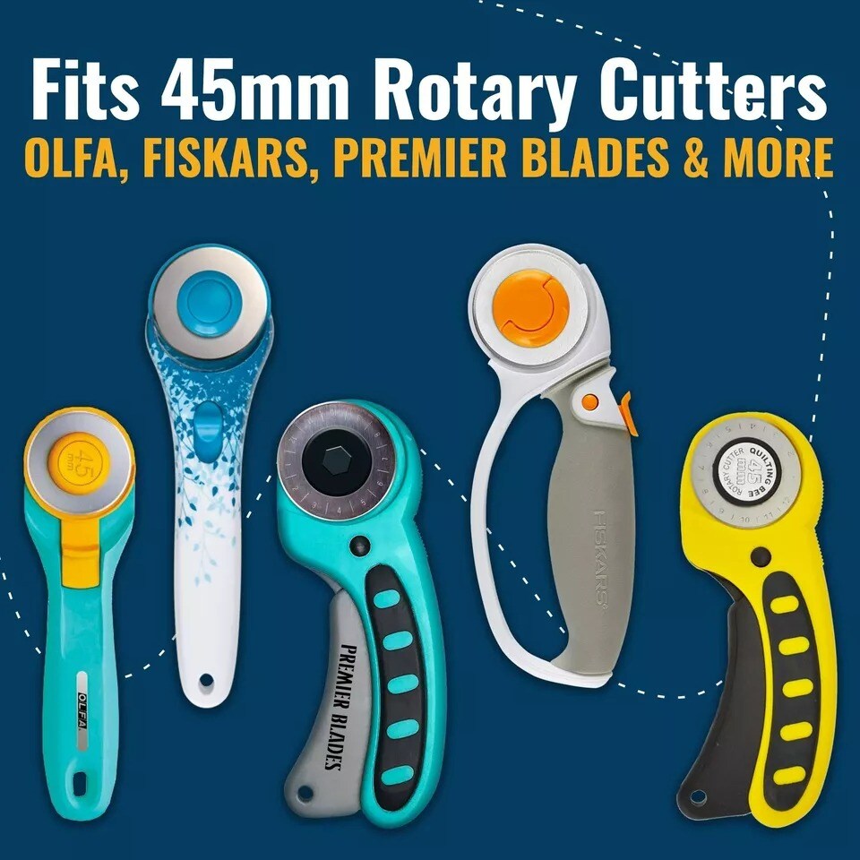 45mm Rotary Cutter Blades (15 Pack) Fits Fiskars, Olfa, Martelli Blades