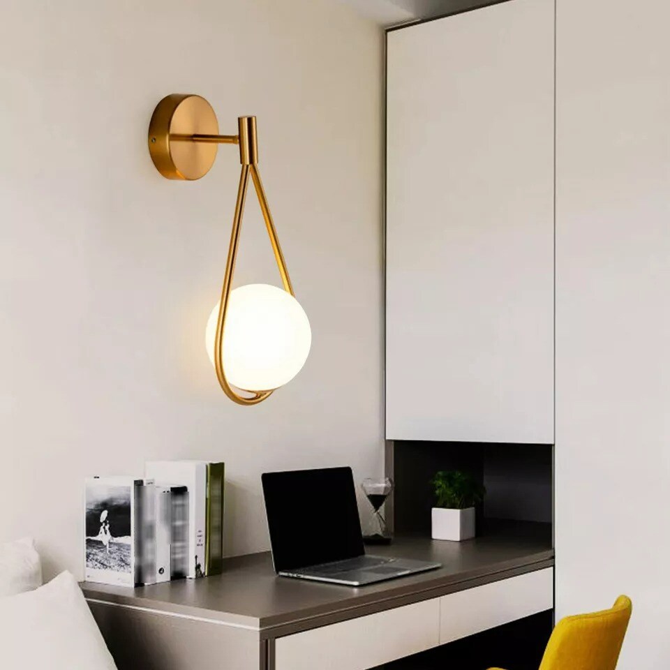 Modern Glass Ball Wall Lamp Wall Sconce Light Fixture Gold For Bathroom/Bedroom