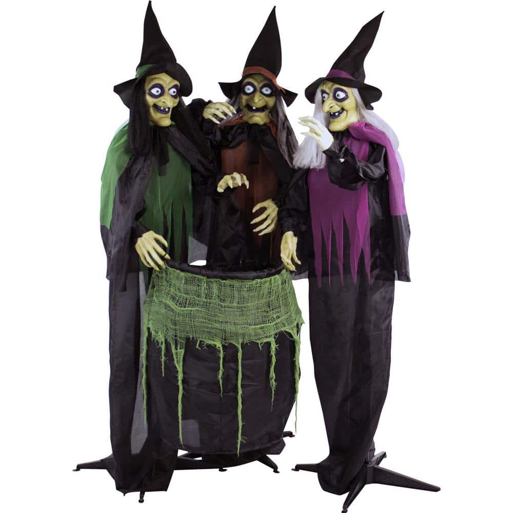 Halloween 67&#x22; Touch Activated Animatronic Witch Light Up Eyes