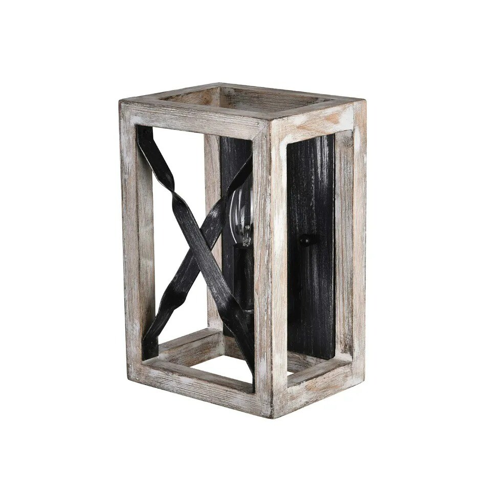 Rustic Farmhouse Wood Wall Light Log Color Wall Sconce Fixture Wall Lamp Outdoor