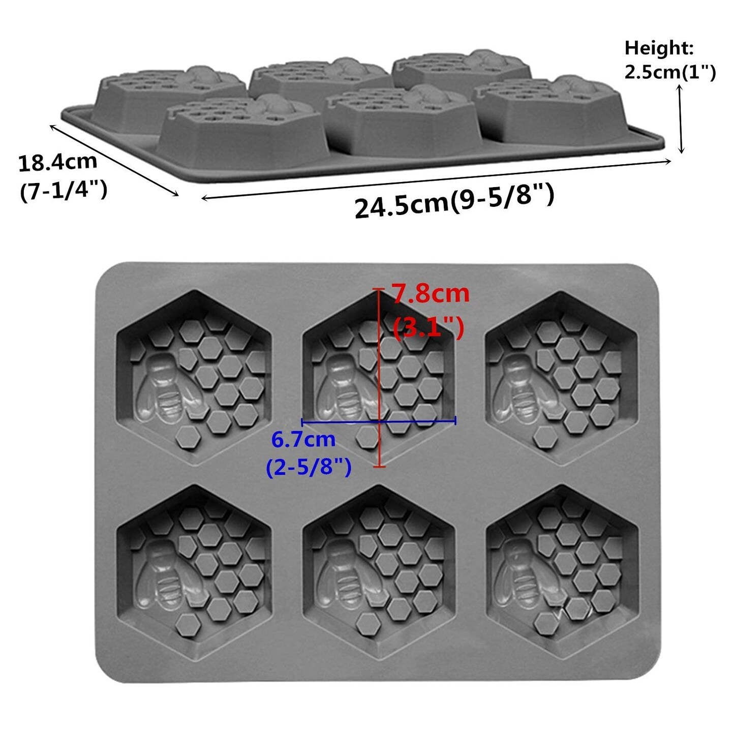 2 Pieces 3D Bee Silicone Soap Molds, Hexagonal Honeycomb Silicone Molds for Homemade Soaps Chocolate Jelly Cake Making