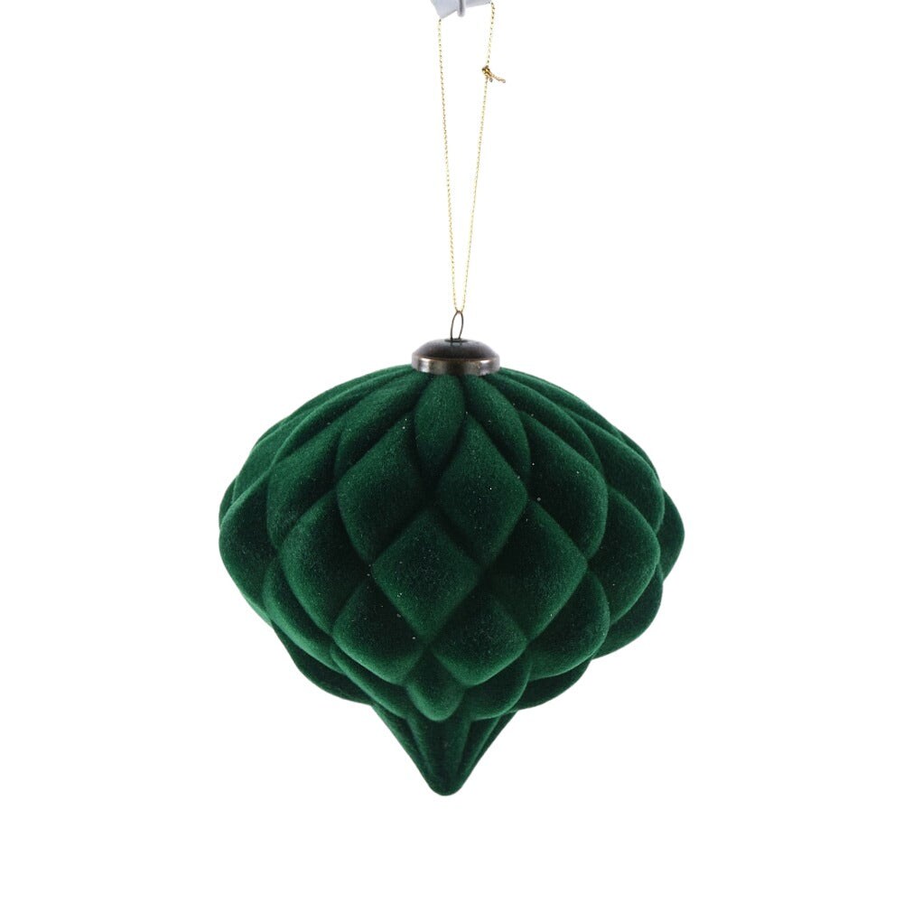 6&#x22; Green Velvet Onion Ornament | Elegant Christmas Tree Decoration | Holiday Decor - 133320