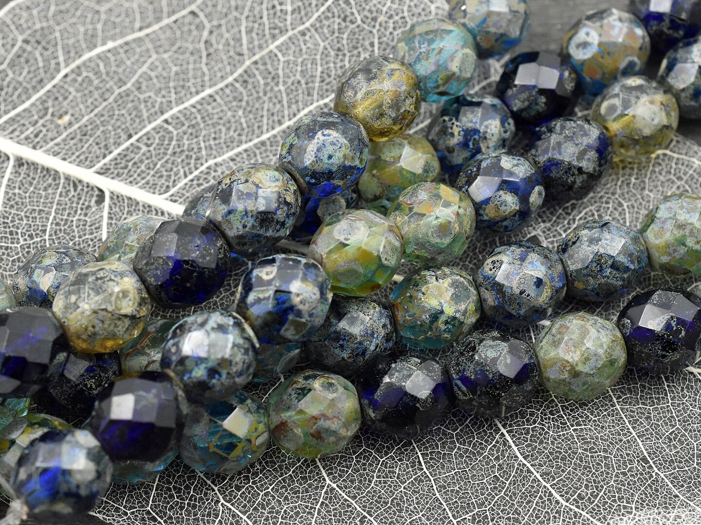 *10* 10mm Mixed Ocean Picasso Fire Polished Round Beads