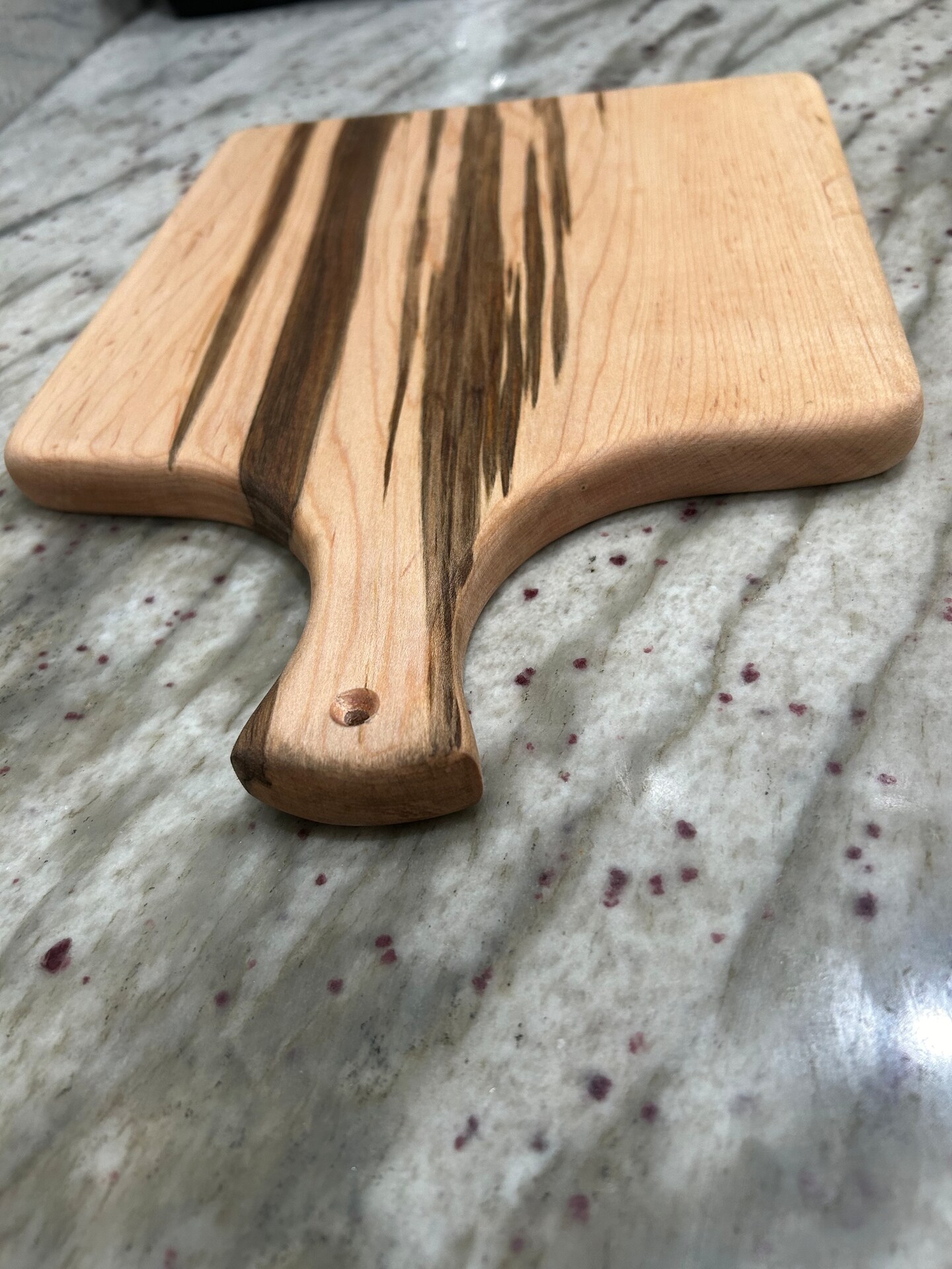 Handmade Multi-Wood Maple, Cherry deals Cutting Board with Handle | Paddle Shaped Charcuterie Board | Chopping Block | Cheese Board