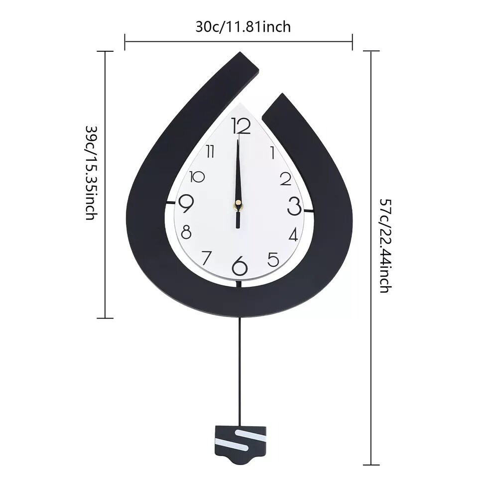 Modern Teardrop Shape Wall Clock Stylish Pendulum Clock Wall-Mounted Decoration