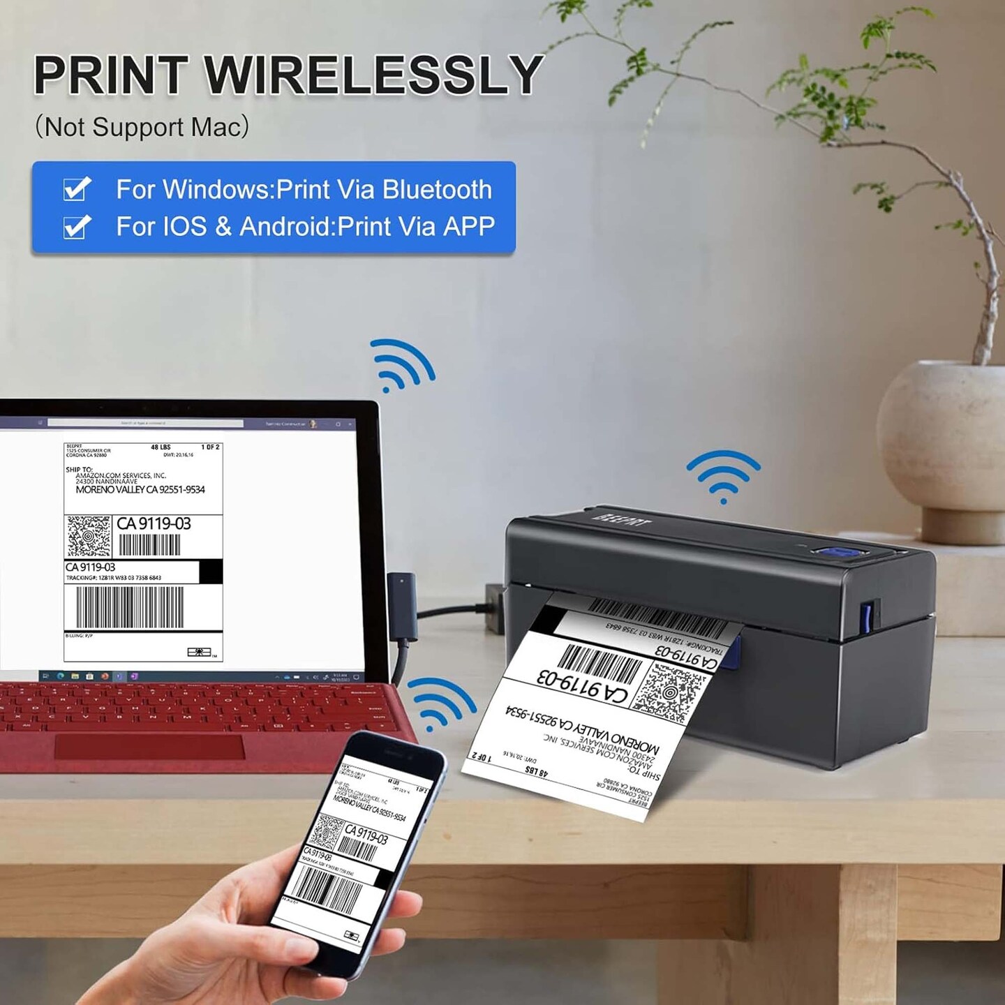 Wireless 4x6 Inches Bluetooth Thermal Label Printer