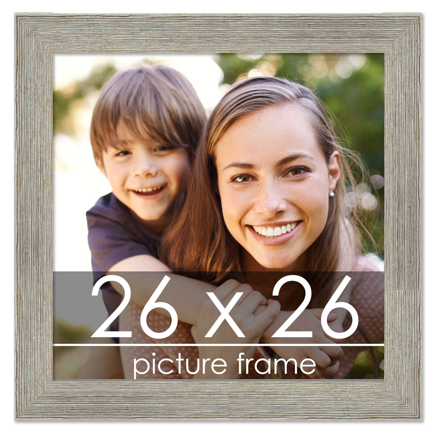 26x26 Wide Barnwood Picture Frame with UV-Resistant Acrylic &#x26; Acid Free Backing, Available in 6 Paint Finishes - Grey, Brown, White, and Black