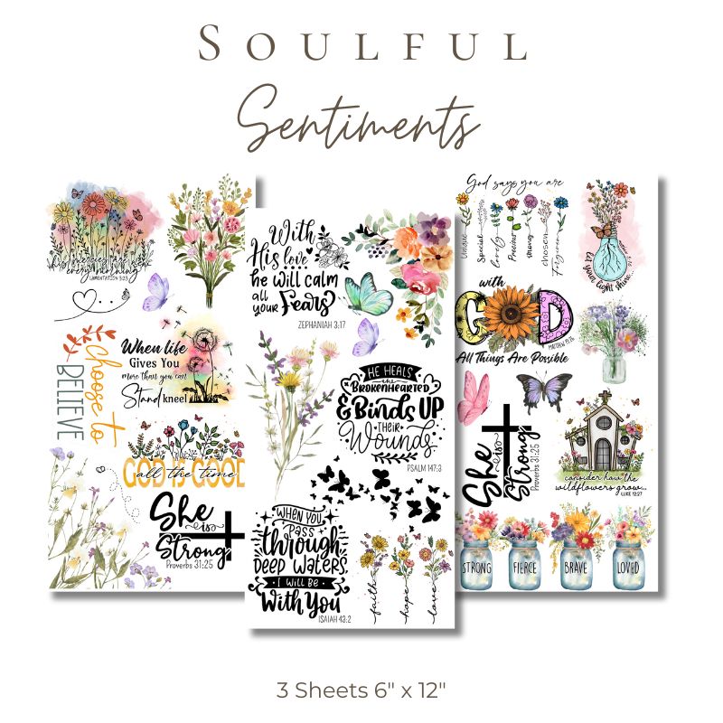 Soulful Sentiments Card Maker Rub-On Transfers, Christian Rub-On Transfers For Crafts, Christmas Rub-Ons & Transfers