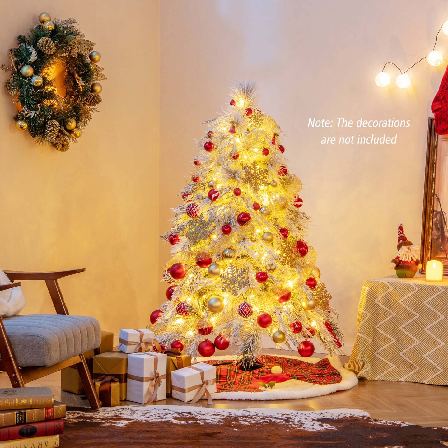 Costway 4.5/6/7 FT Pre-Lit Artificial Christmas Tree with 279/519/743 PVC &#x26; Pine Needles &#x26; PE Tips