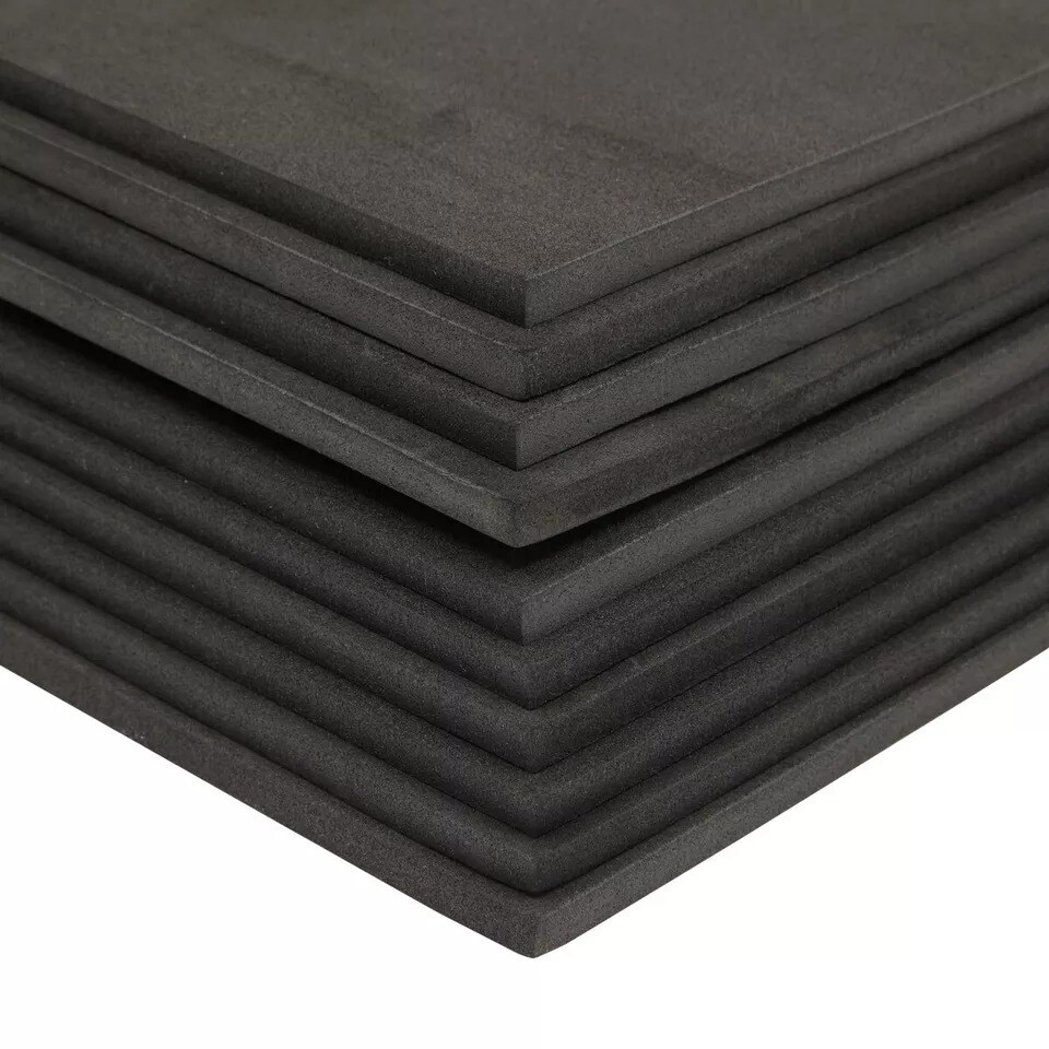 10x Black EVA Foam Sheet Roll for Crafts, Padding, Cosplay, 5mm Thick, 9.6x9.6&#x22;