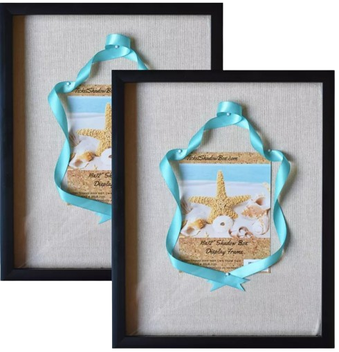 (2-Pack) 12x15" Display Shadow Box Frame with Linen Background and 8 Stick Pins