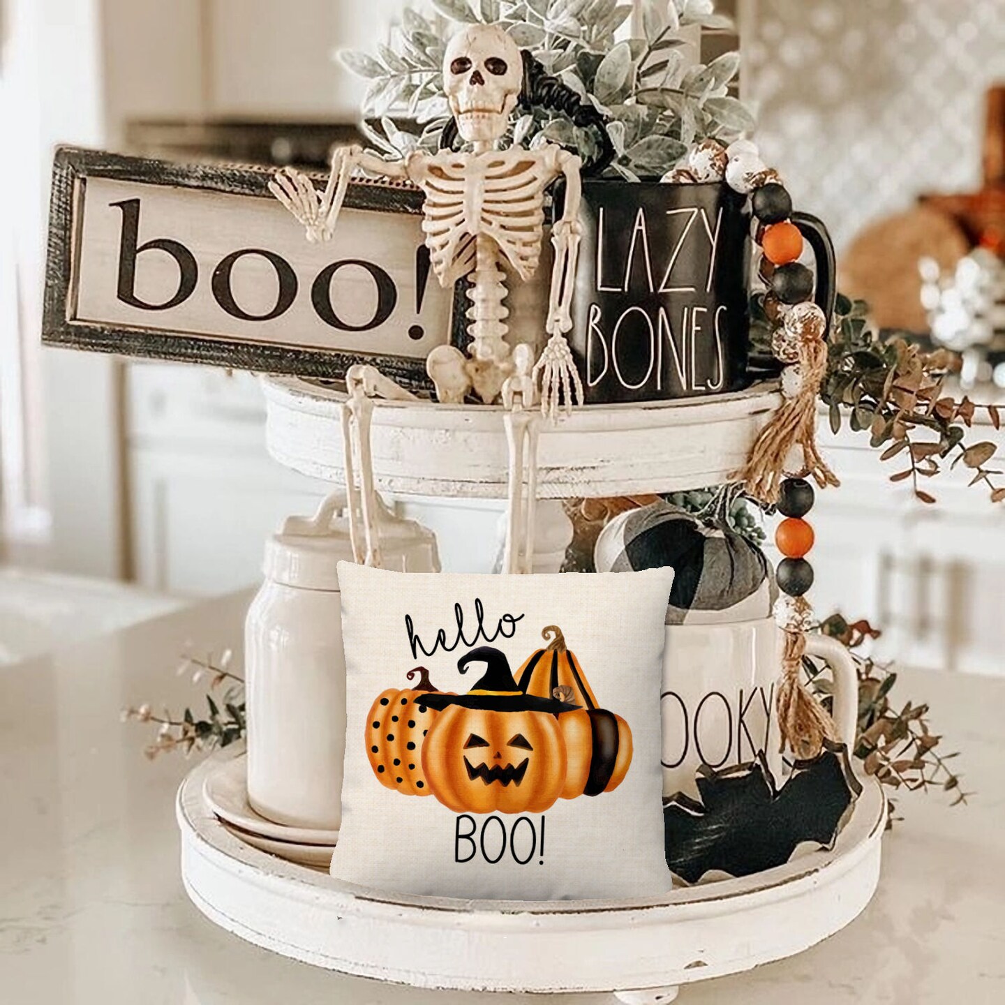 Halloween Mini Pillow Set - Tiered Tray Pillows - Fall Tiered Tray Decor - Halloween and Autumn Home Decor - 2 Piece Set