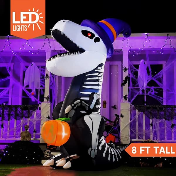 Halloween 8ft Inflatable Skeleton Dinosaur with Led