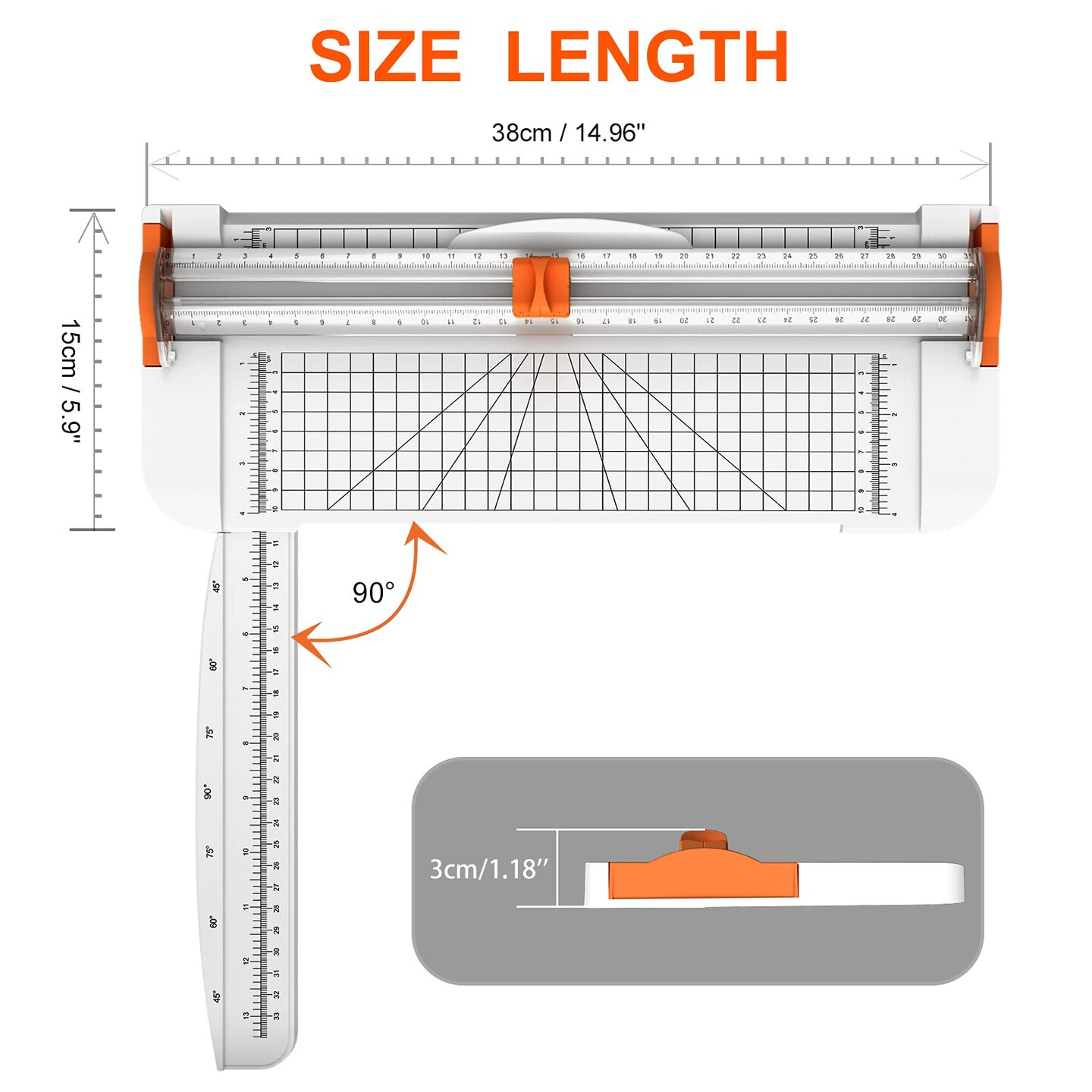12 Inch Titanium Paper Trimmer Scrapbooking Tool with Automatic Security Safeguard and Side Ruler for A4, Craft Paper, Label, Photo and Cardstock White