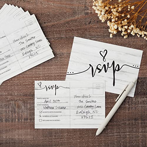 60 Pack RSVP Cards for Wedding, Postcards for Rehearsal Dinner, Bridal Shower, Birthday Party (4x6 in)