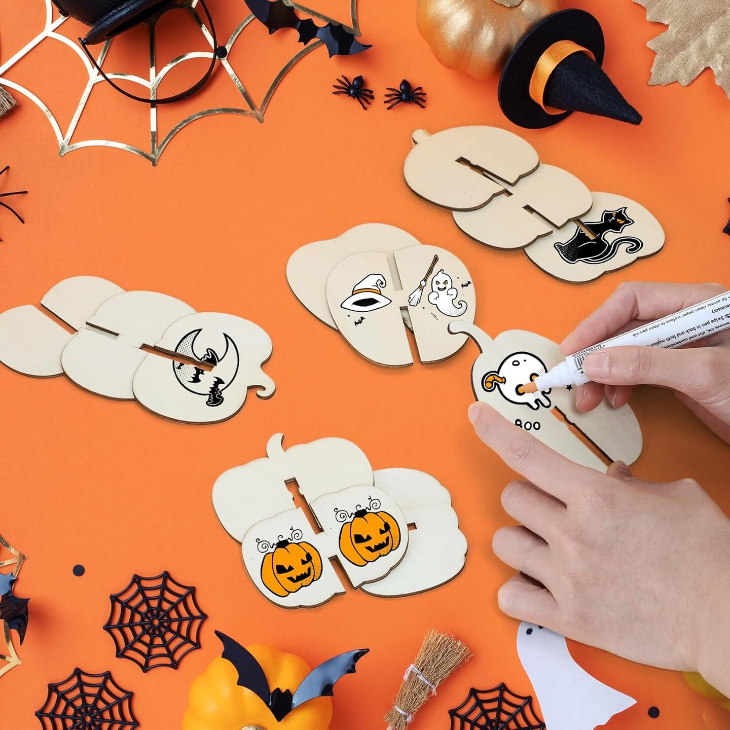 DIY 3D Pumpkins Wood Crafts to Paint 3.15 x 3.15 x 0.12 inches